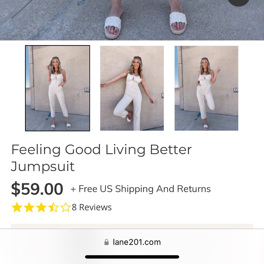 Cute jumpsuit. Didn’t fit, I am 5’10” and they were too short for my liking!